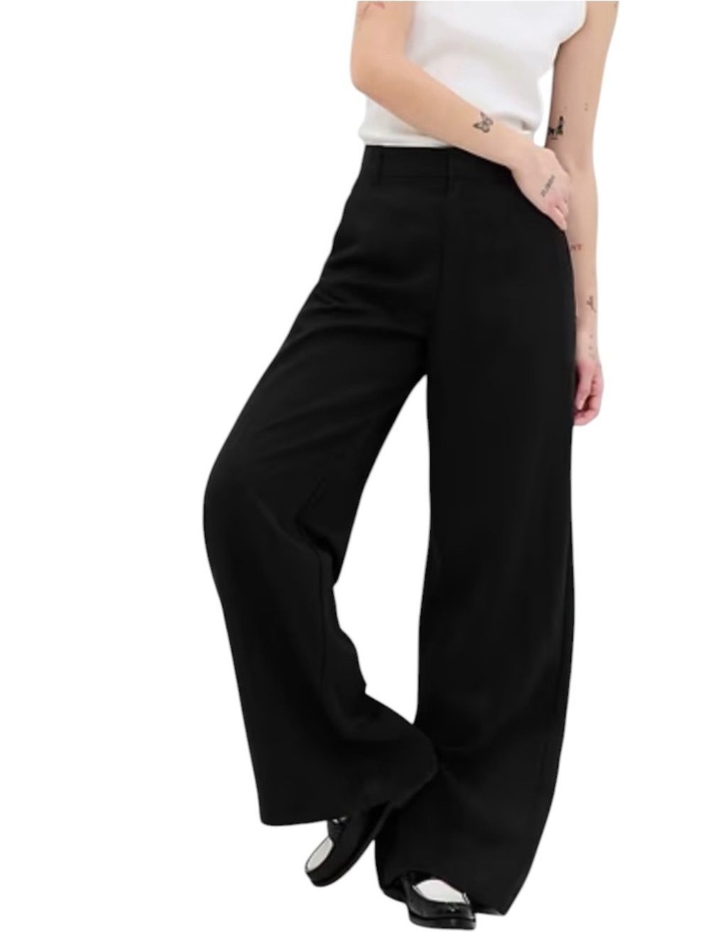 NWT GAP Black soft suit trouser High-Rise Wide Leg Pants tencel blend size 4